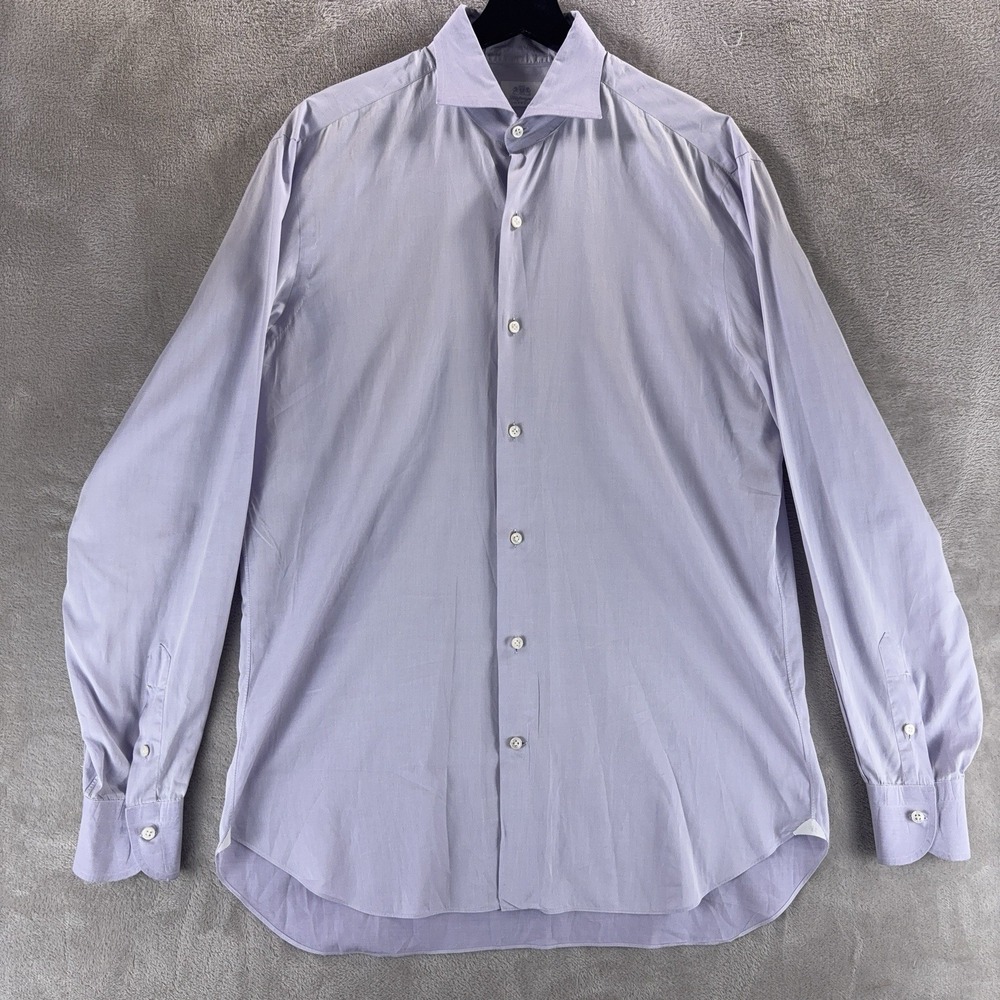 Santangelo Napoli Button Down‎ Shirt Mens Size 42 Purple Italian Dress Preppy